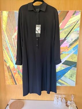 Nili Lotan Black Midi Shirt Dress